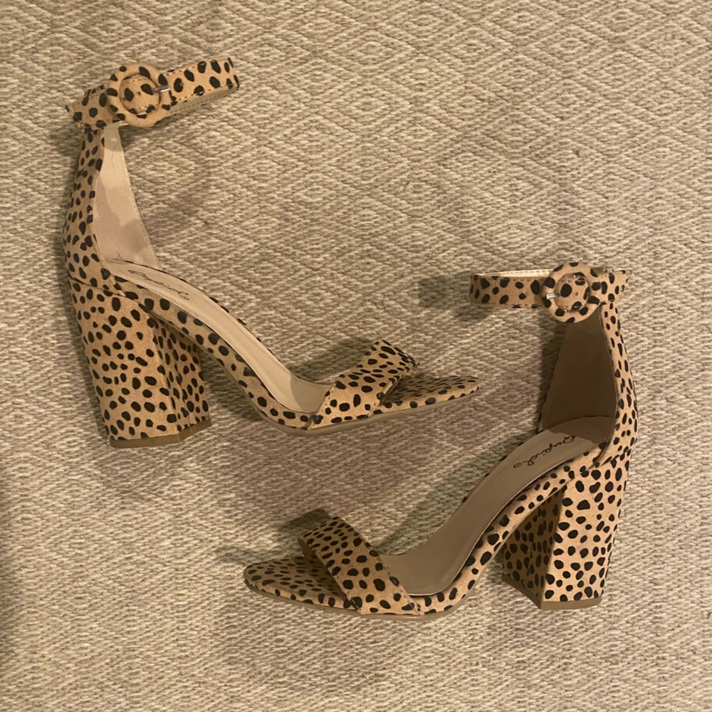 Qupid Leopard Block Heels